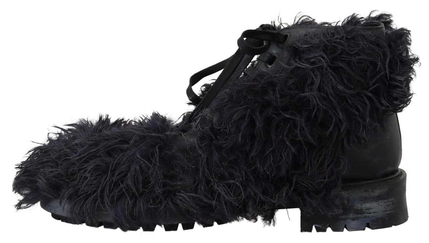 Botas de combate de piel de oveja negra