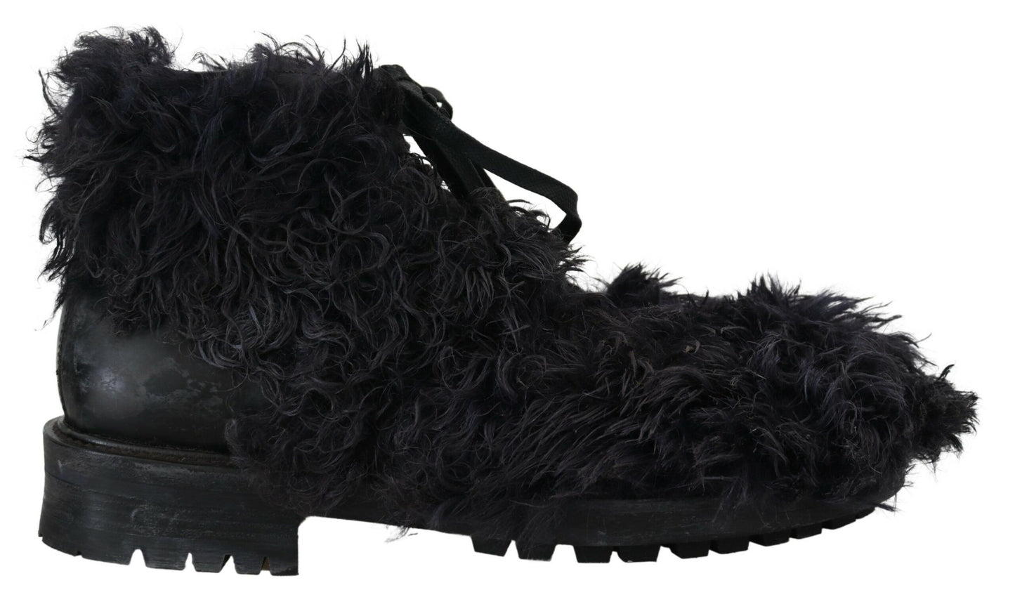 Botas de combate de piel de oveja negra