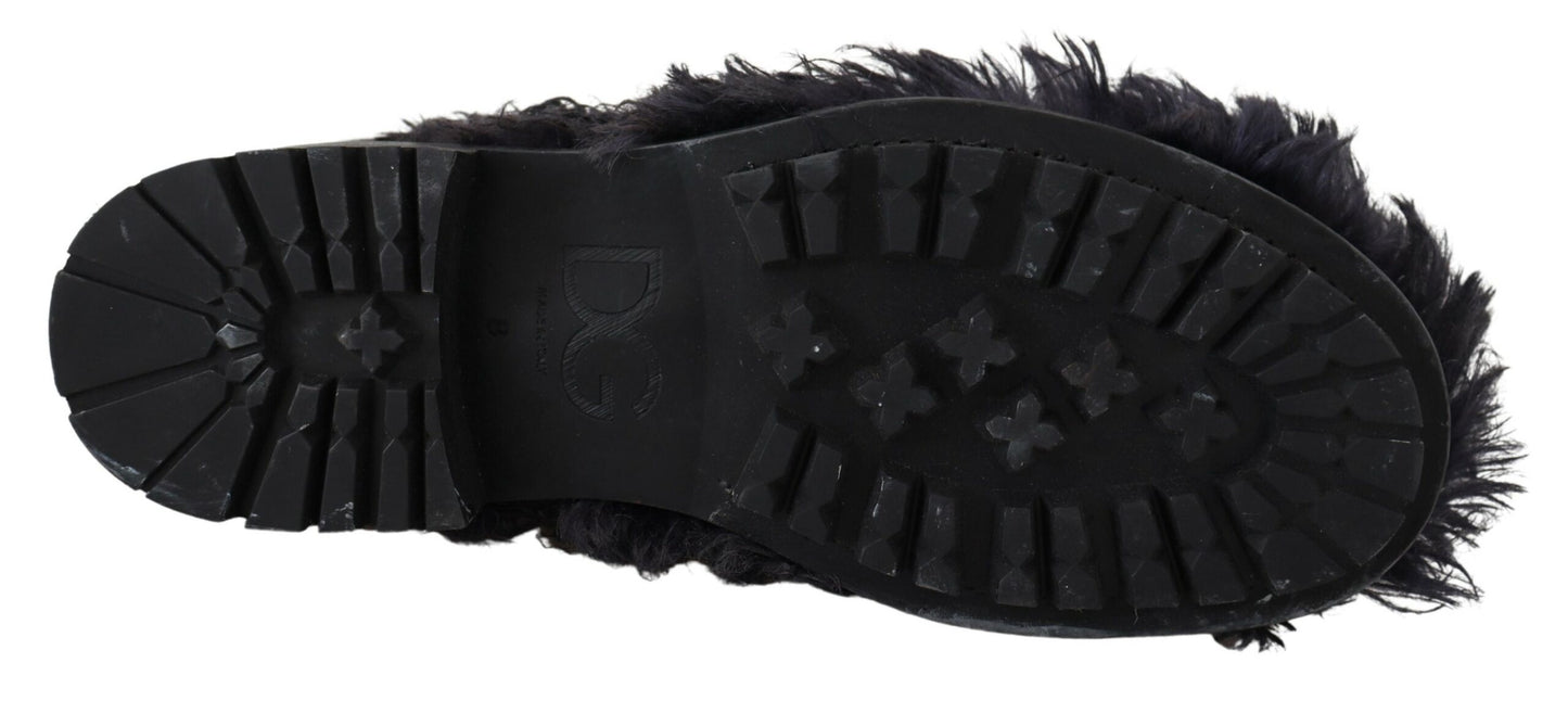 Botas de combate de piel de oveja negra