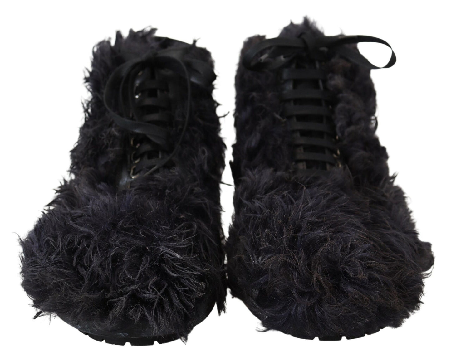 Botas de combate de piel de oveja negra