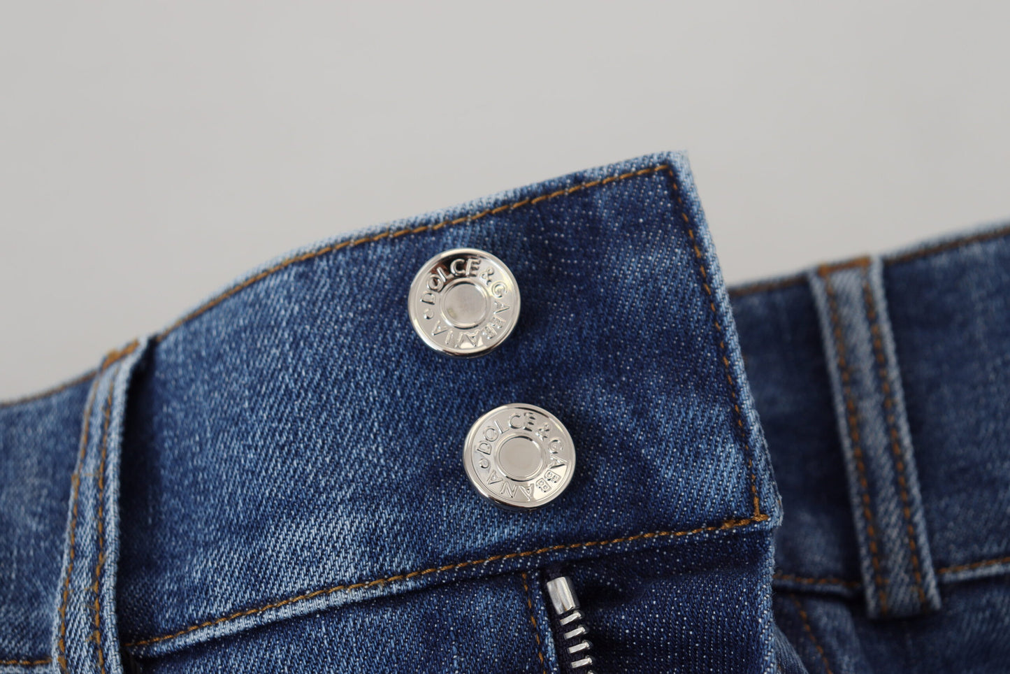 Vaqueros elásticos de algodón y mezclilla de cintura alta de color azul