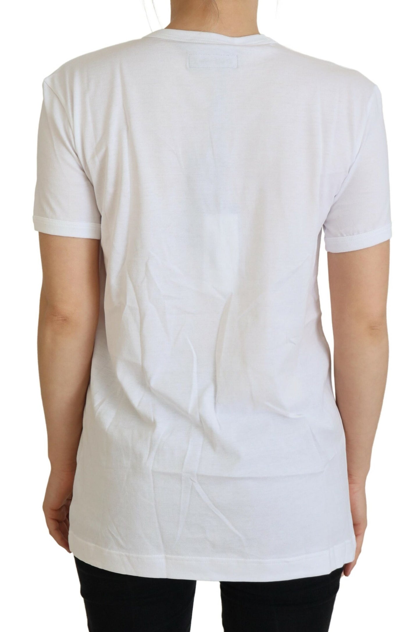 Camiseta blanca de algodón con cuello redondo #dgfamily