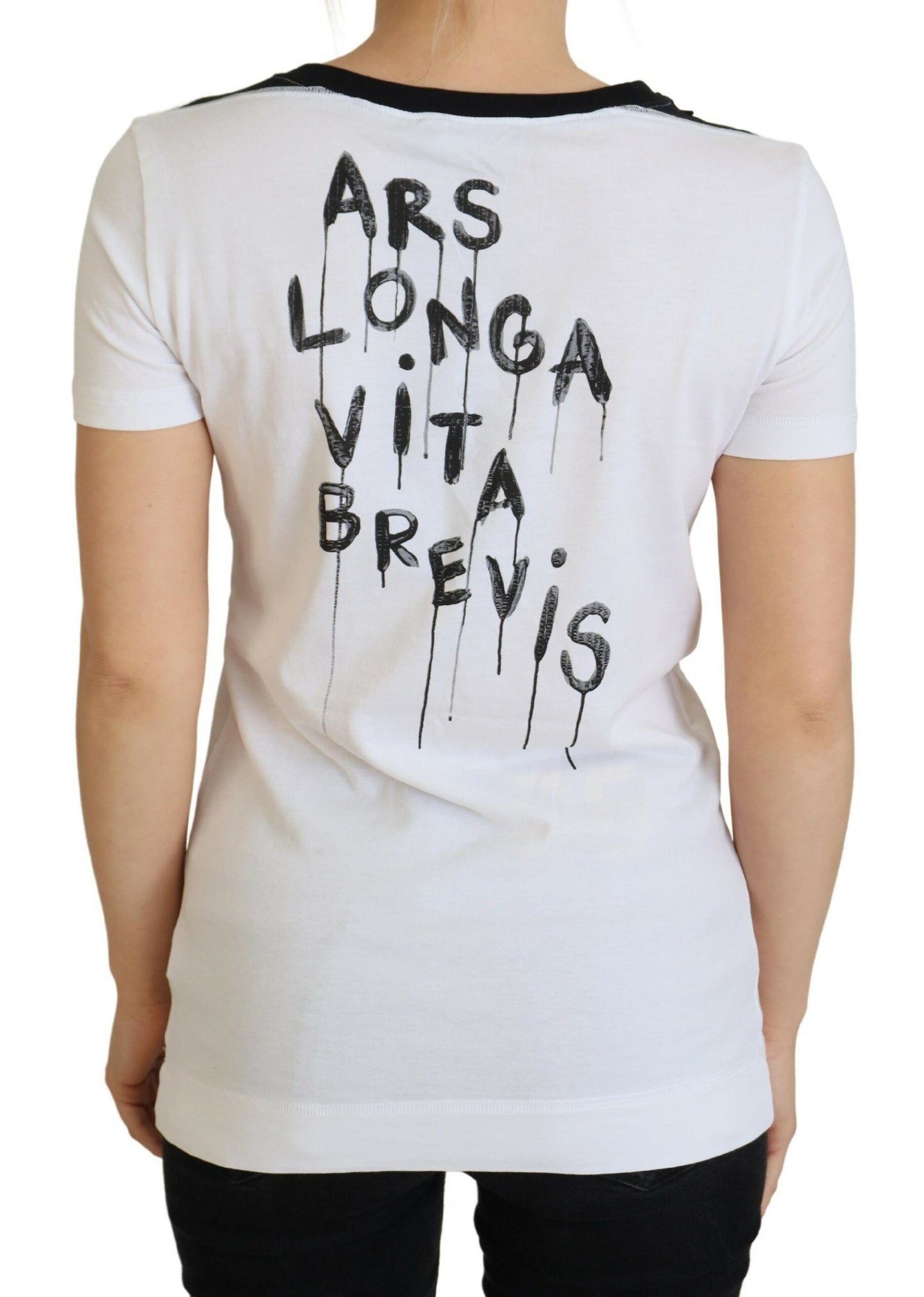 Camiseta de algodón blanca con cuello redondo