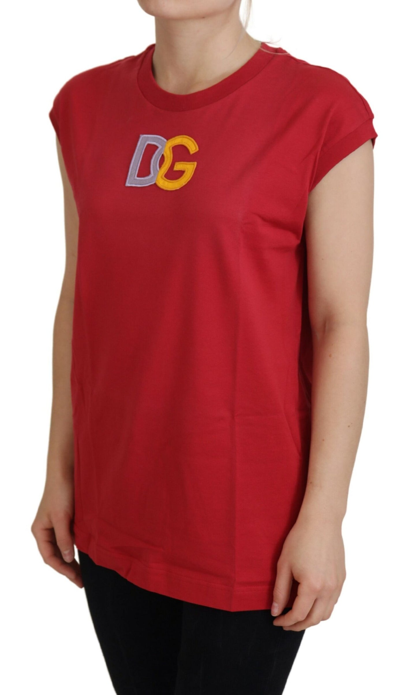 Camiseta sin mangas de algodón rojo con el logotipo de DG