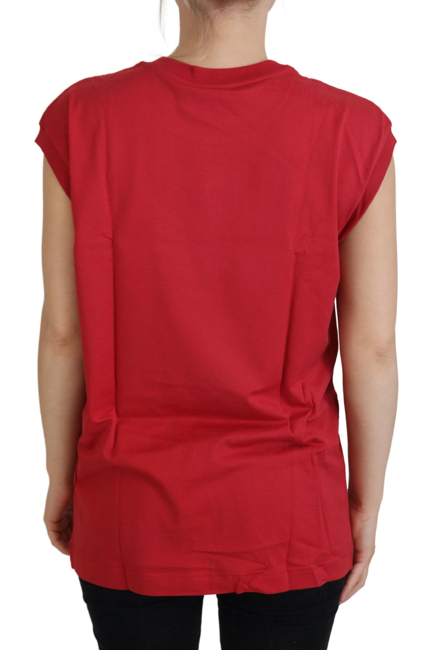 Camiseta sin mangas de algodón rojo con el logotipo de DG