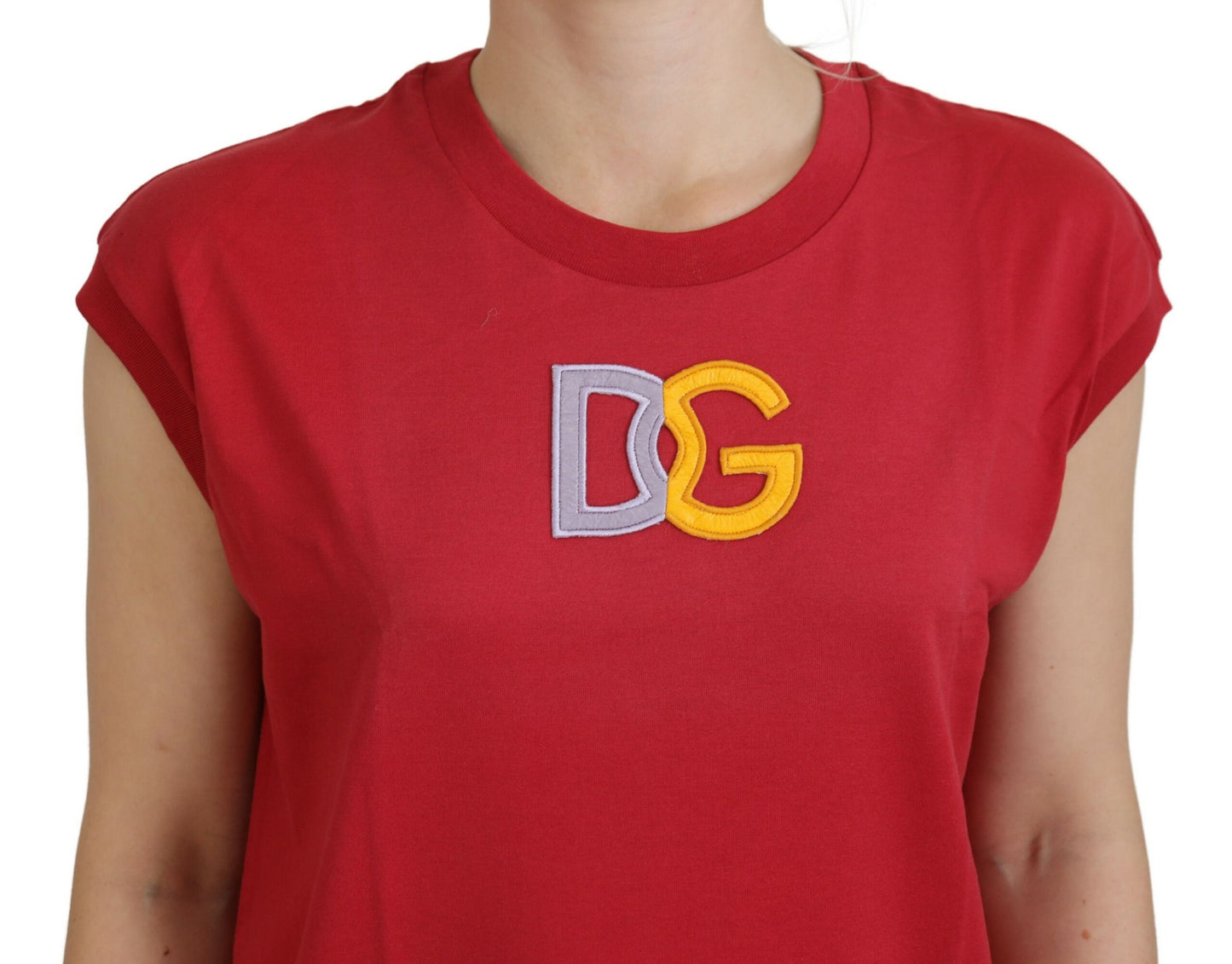 Camiseta sin mangas de algodón rojo con el logotipo de DG