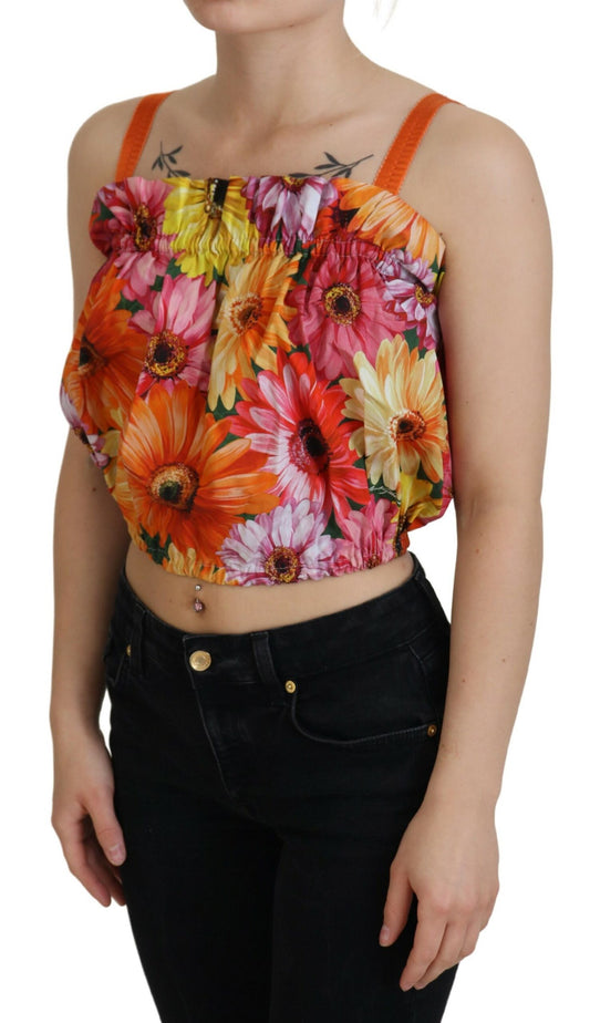Blusa corta de algodón con estampado floral
