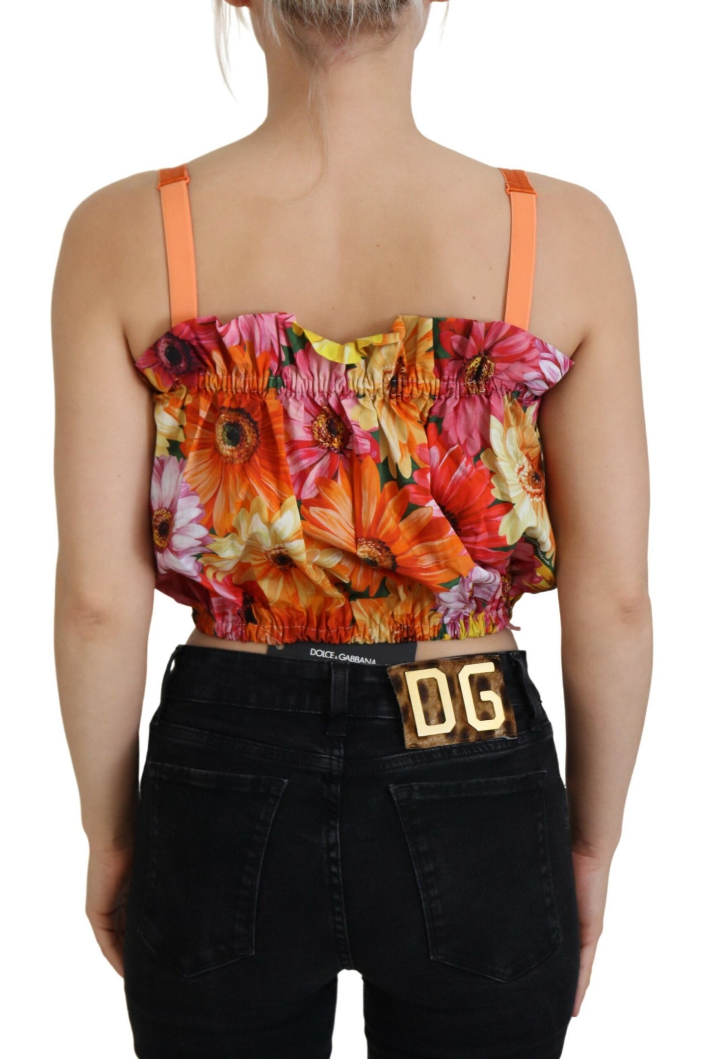 Blusa corta de algodón con estampado floral