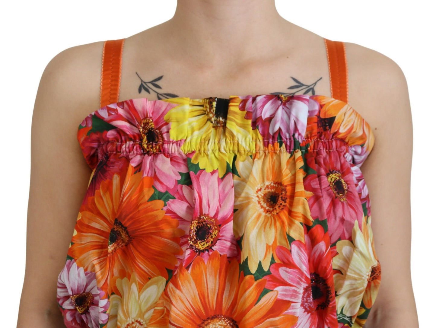 Blusa corta de algodón con estampado floral