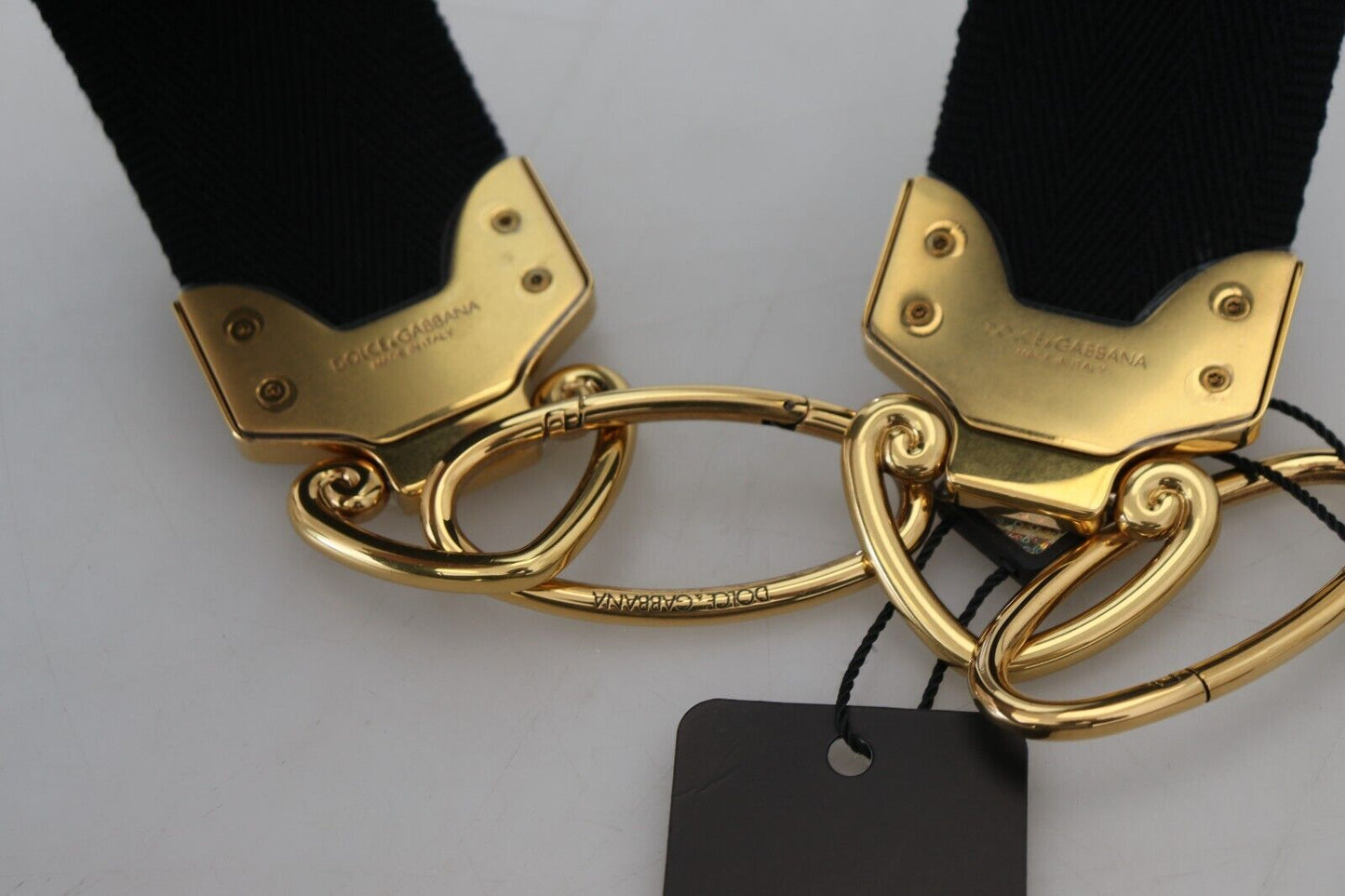 Correa de hombro para bolso de latón con estampado de logotipo en oro negro