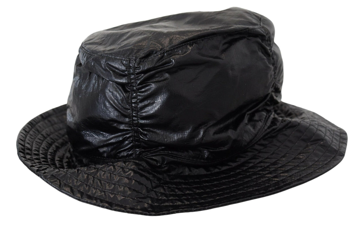 Chapeau bob noir matelassé en similicuir pour femme