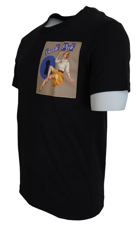 T-shirt à manches courtes en coton noir Sneak Peek