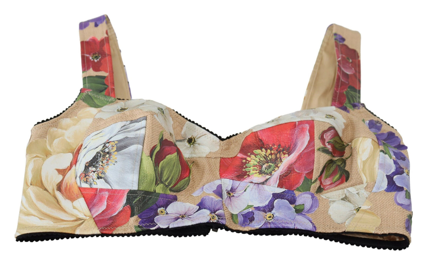 Top tipo corsé con corpiño corto y estampado floral multicolor