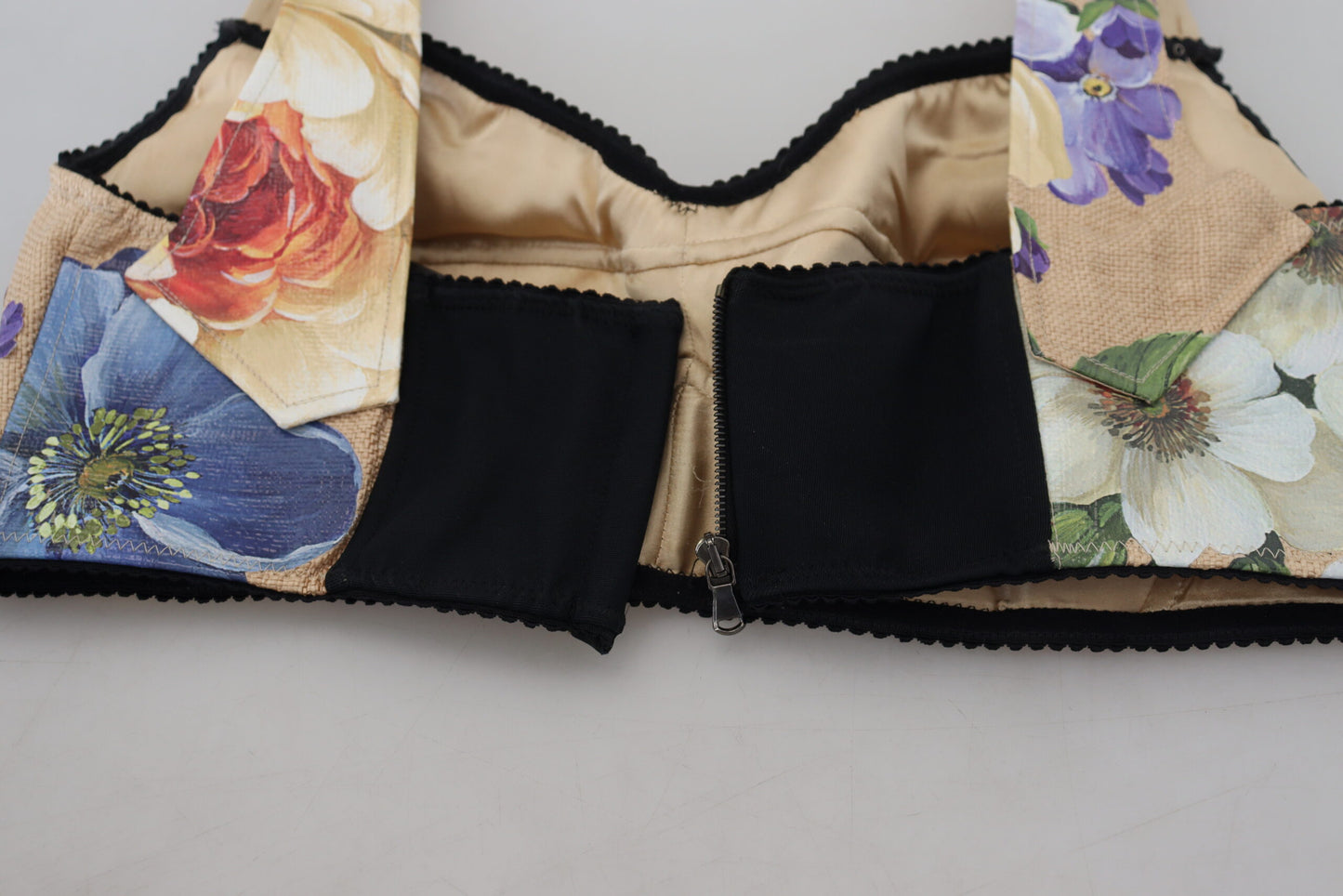 Top tipo corsé con corpiño corto y estampado floral multicolor