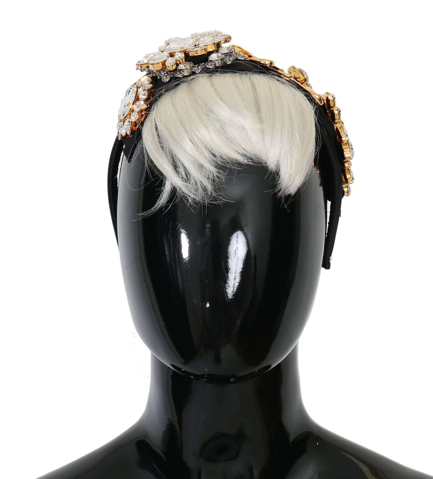 Serre-tête diadème en cristal noir et blanc pour cheveux