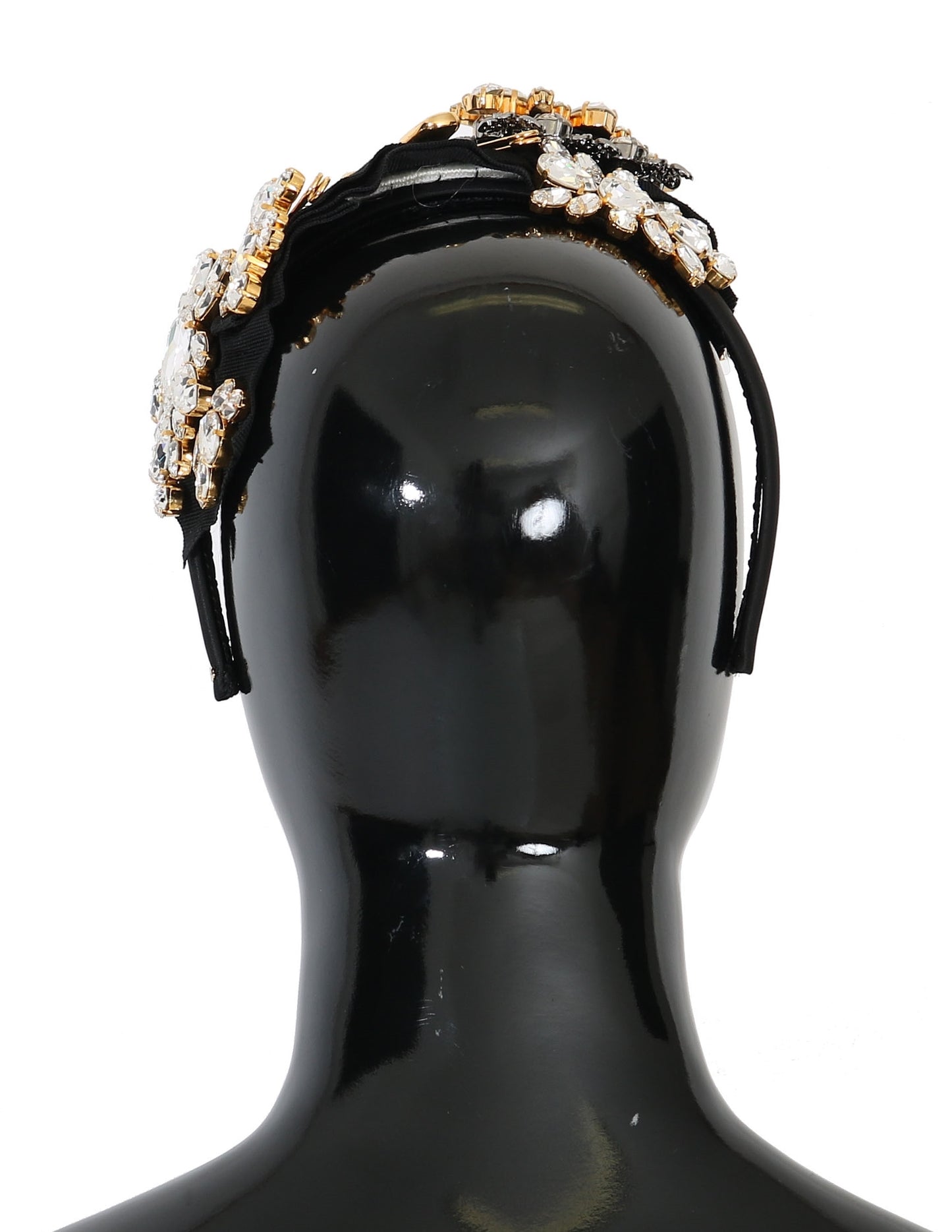 Serre-tête diadème en cristal noir et blanc pour cheveux