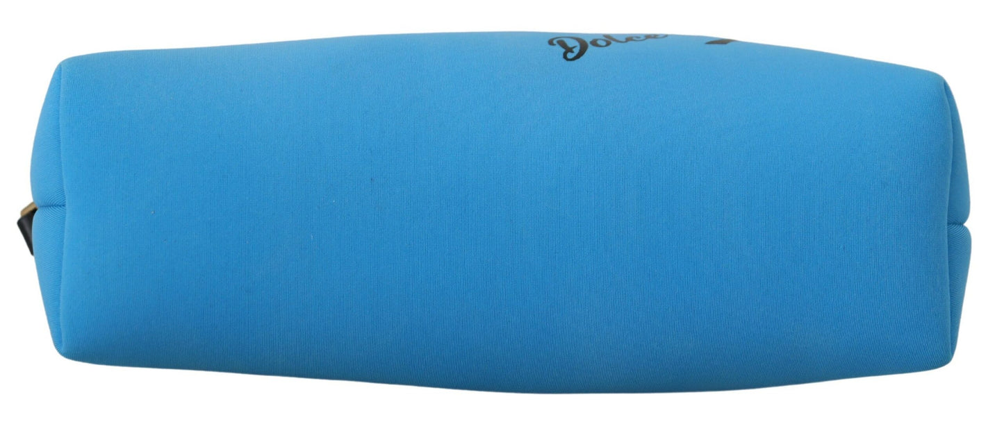 Trousse de toilette à imprimé léopard avec logo bleu