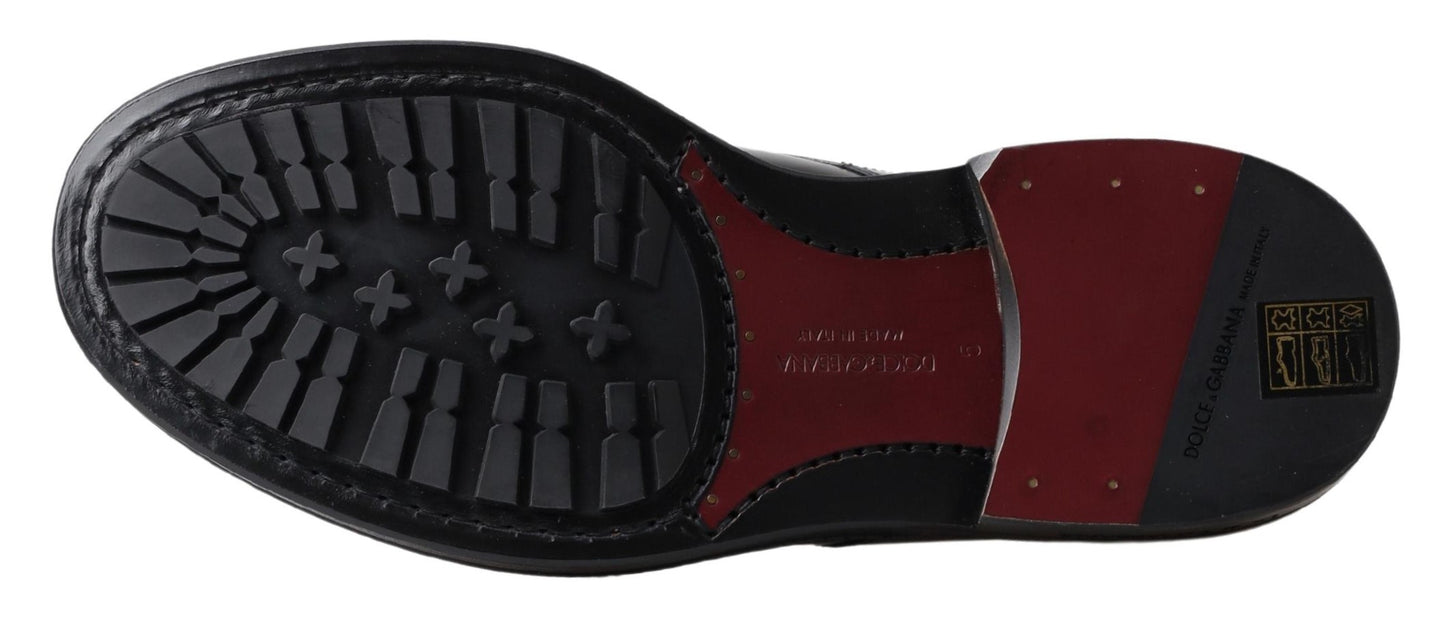 Botas cortas de cuero negro para hombre con cordones