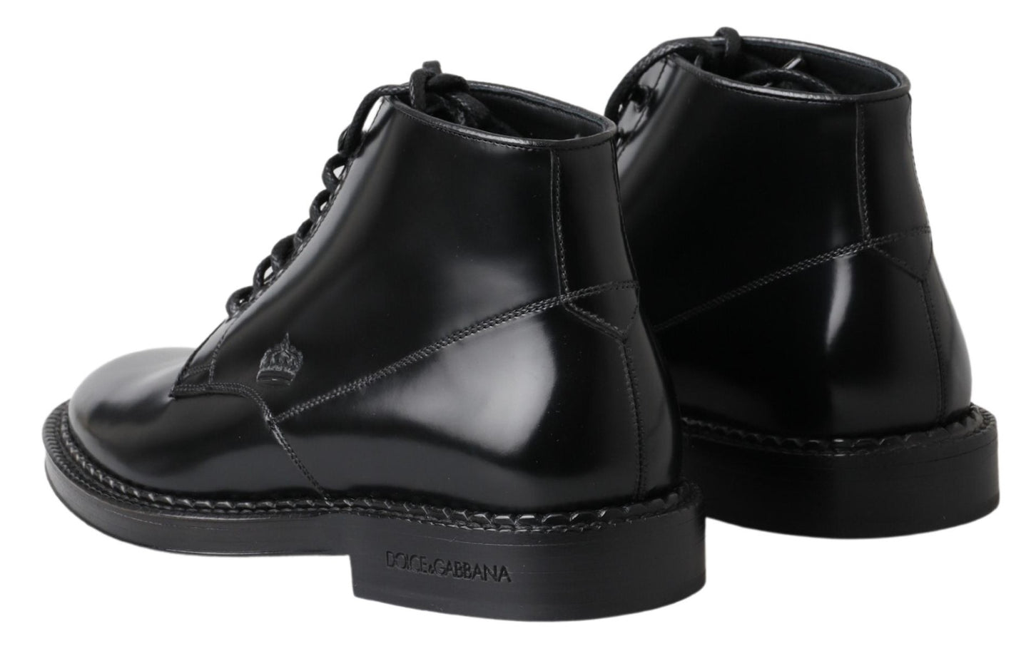 Botas cortas de cuero negro para hombre con cordones