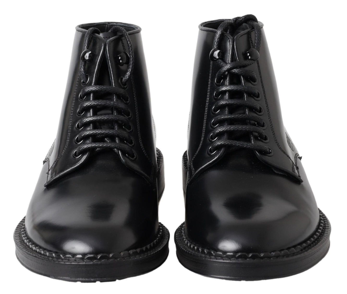 Botas cortas de cuero negro para hombre con cordones