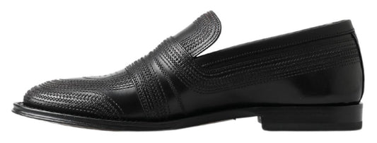 Mocasines de piel negra con costuras