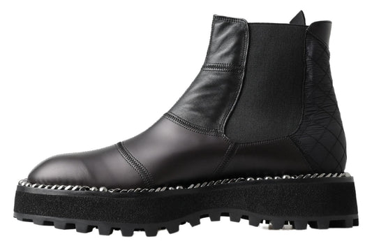 Botas elásticas de cuero negro sin cordones