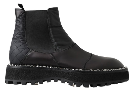 Botas elásticas de cuero negro sin cordones