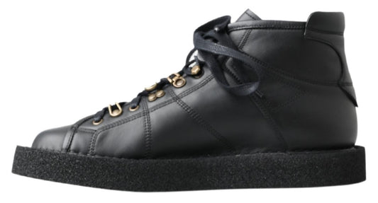 Botas elásticas de cuero negro sin cordones