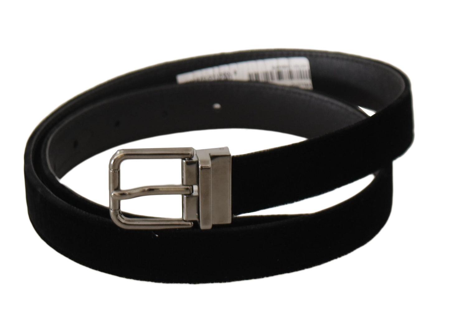 Ceinture à boucle en métal gravée avec logo en velours noir classique
