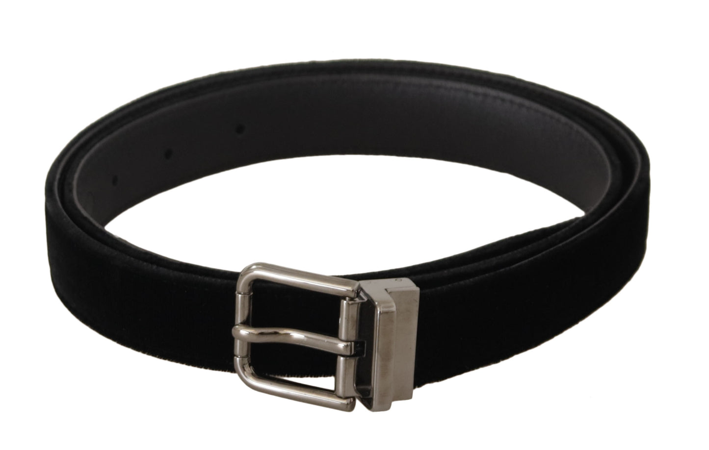 Ceinture à boucle en métal gravée avec logo en velours noir classique