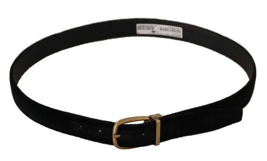 Ceinture en cuir velours noir avec boucle en métal doré