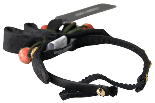 Diadema de tiara de cristal con fruta de higo multicolor, color negro