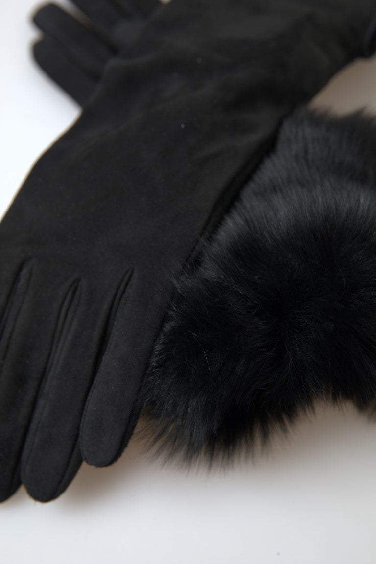 Guantes de piel negra hasta el codo