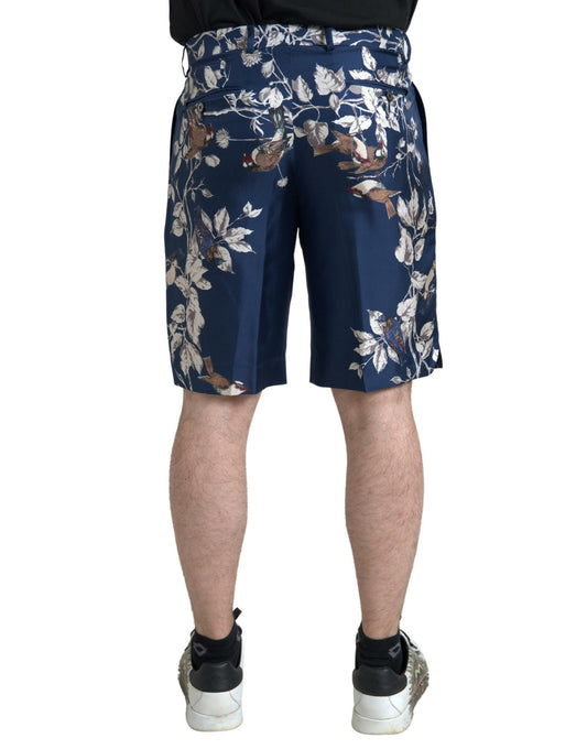 Bermudas de seda con estampado floral azul para hombre