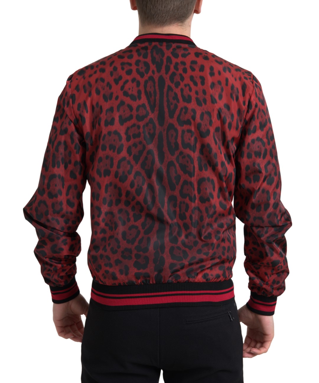 Blouson court aviateur léopard rouge