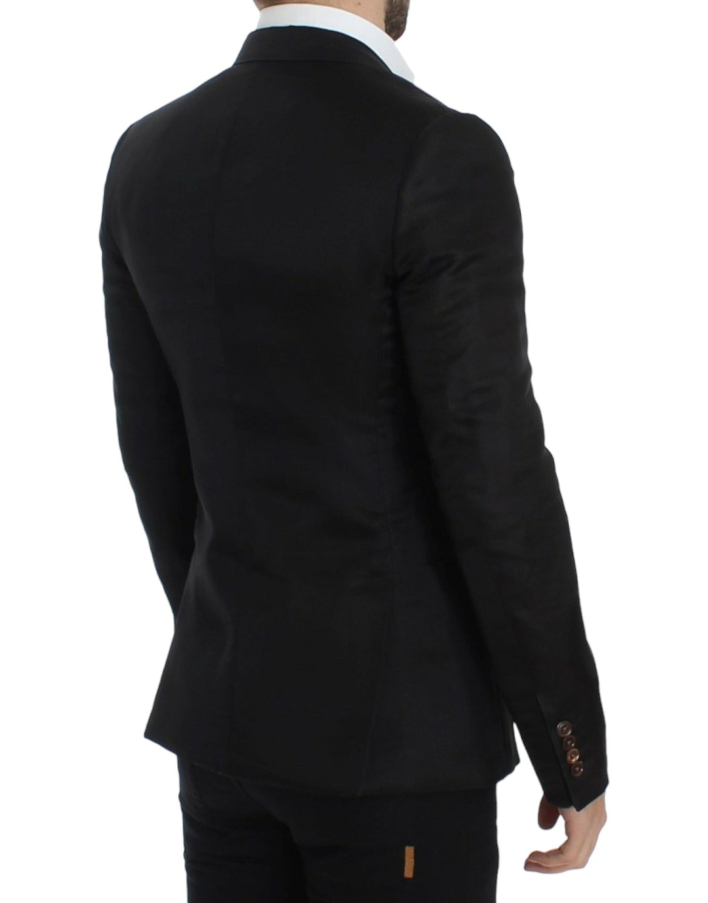 Blazer slim en soie noire