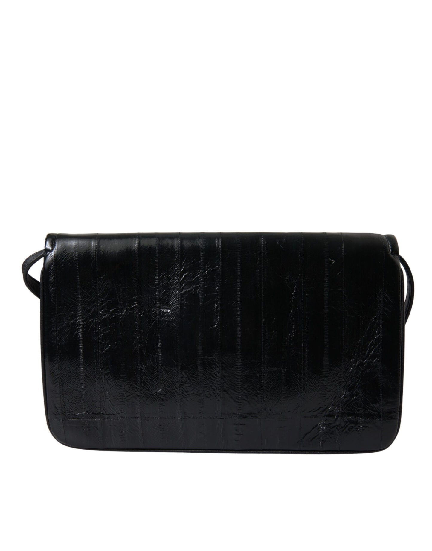 Sac à bandoulière en cuir d'anguille noir