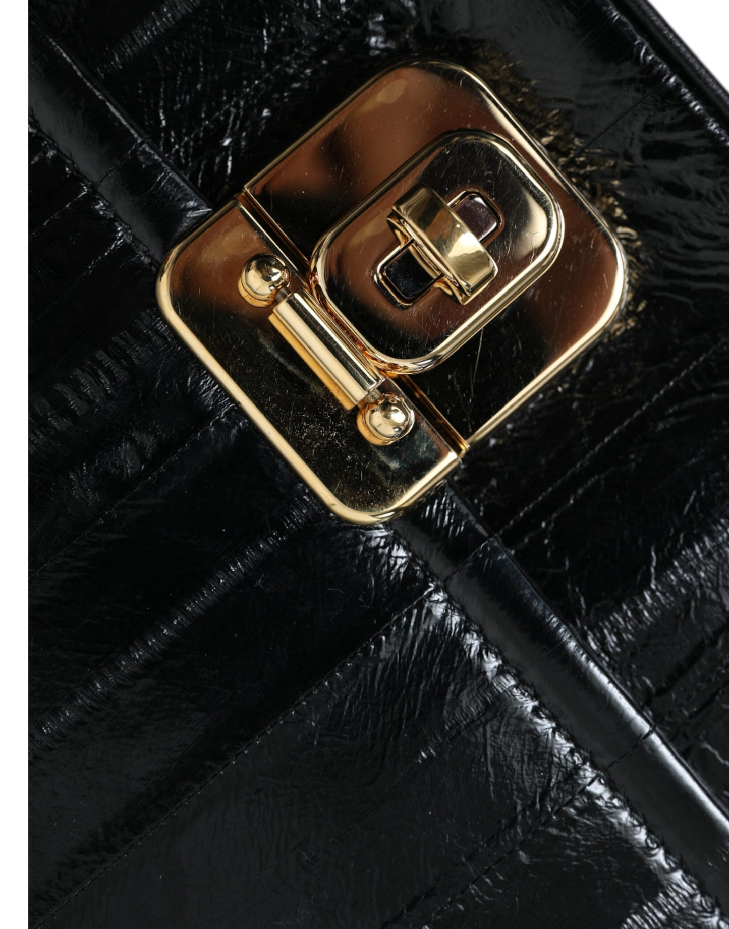 Sac à bandoulière en cuir d'anguille noir