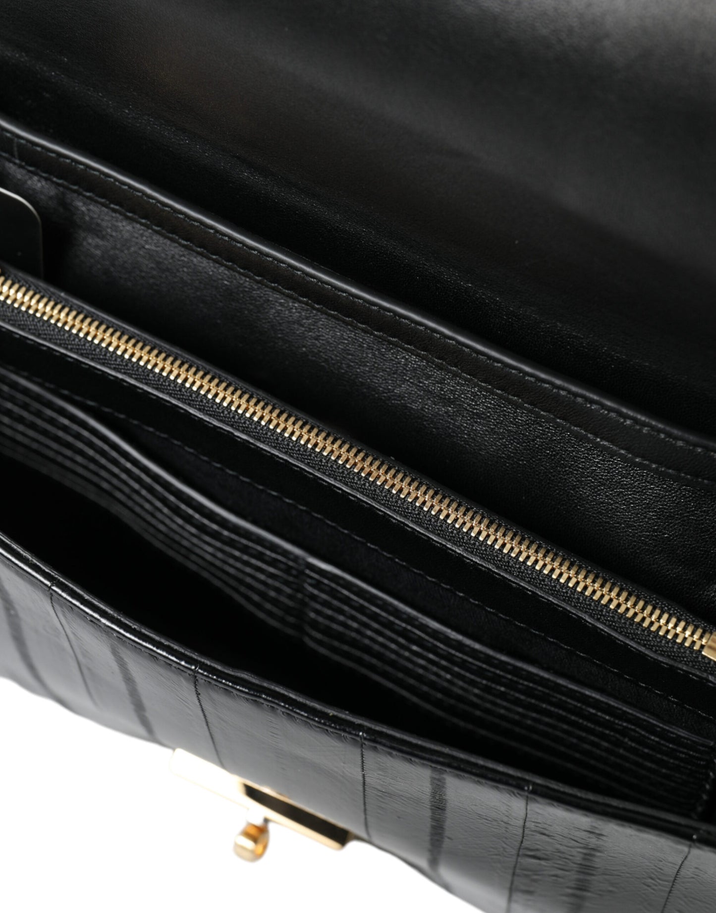 Sac à bandoulière en cuir d'anguille noir
