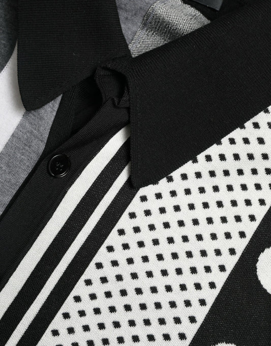 Pull cardigan polo noir et blanc