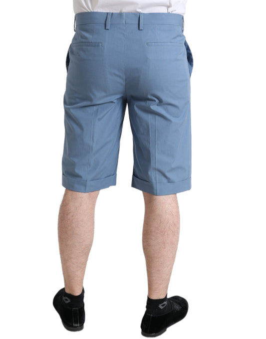 Bermudas de algodón azul cielo con dobladillo doblado para hombre