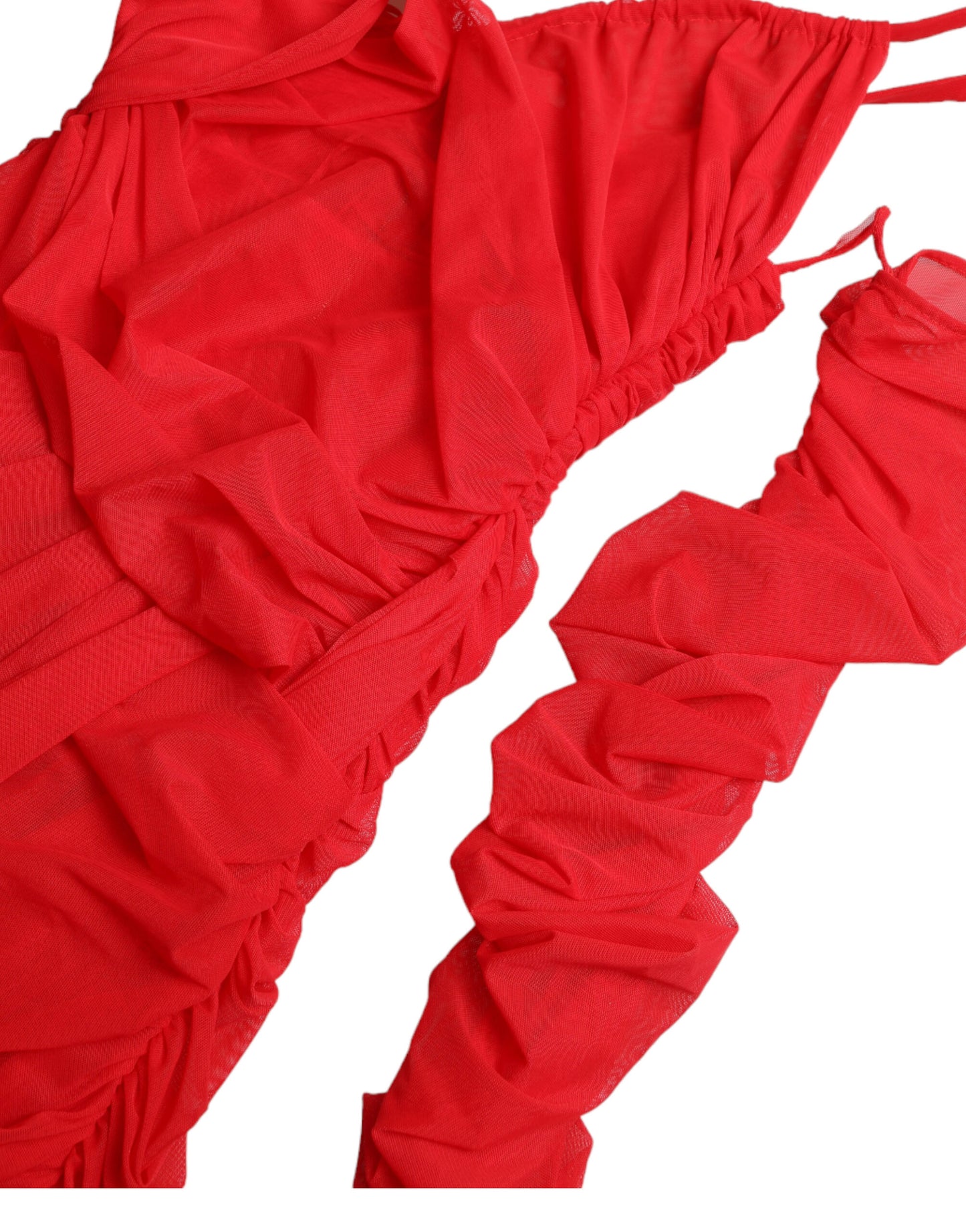 Robe midi découpée en nylon extensible rouge