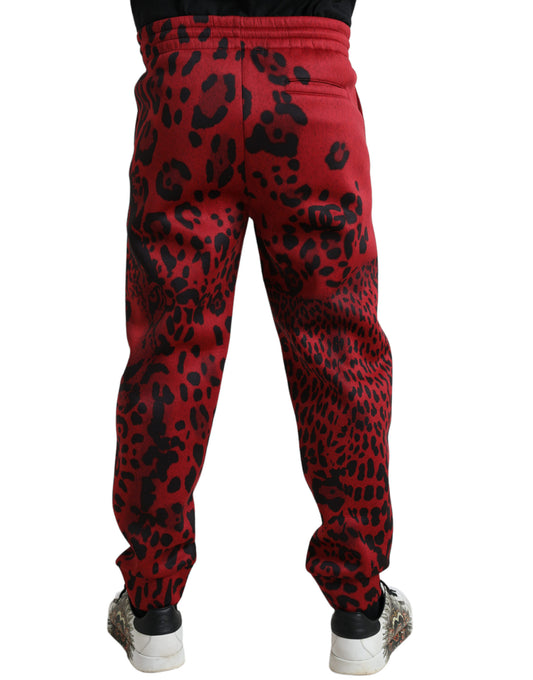 Pantalones deportivos elásticos de leopardo rojo y negro