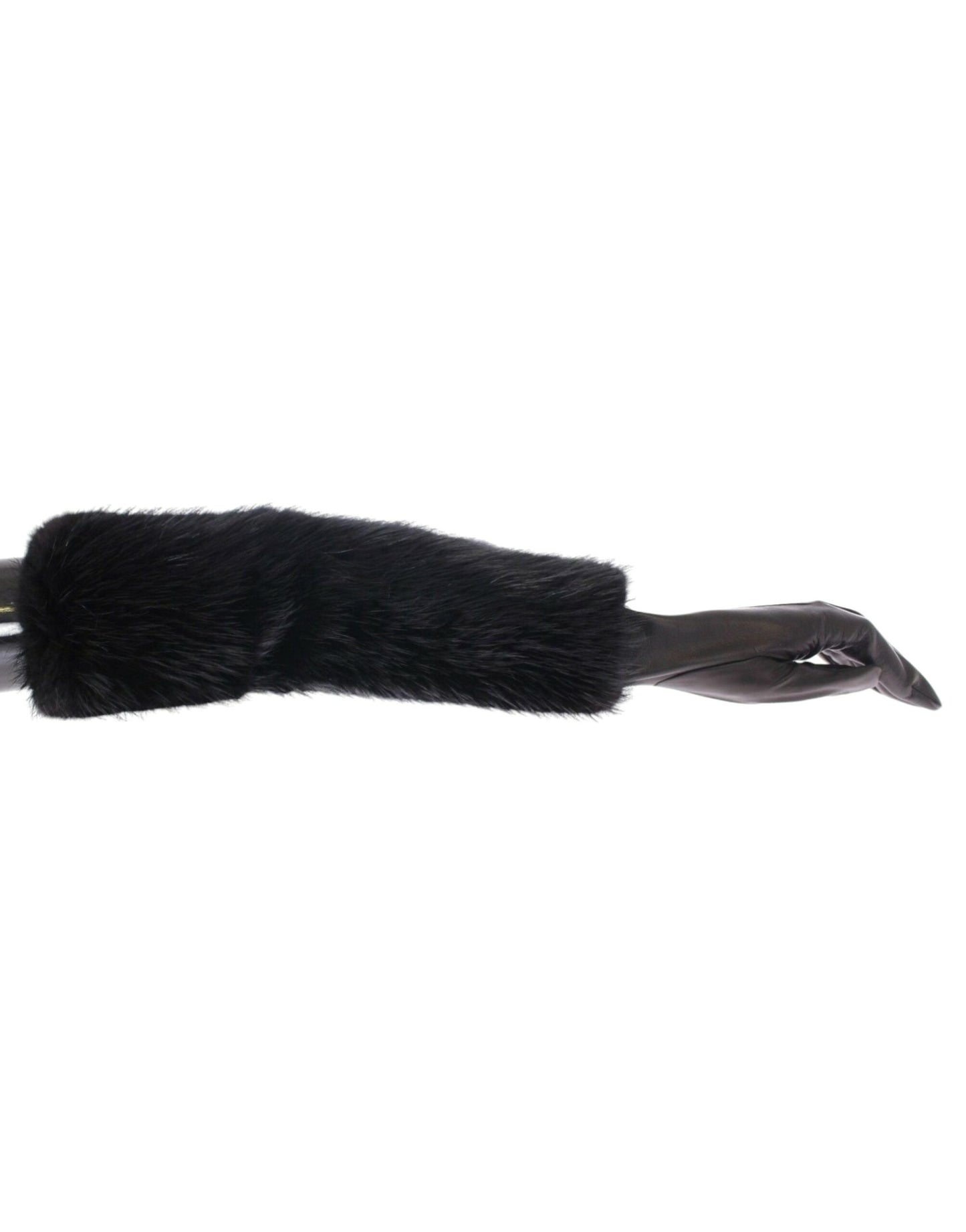Gants de coude en cuir d'agneau et fourrure de castor noir