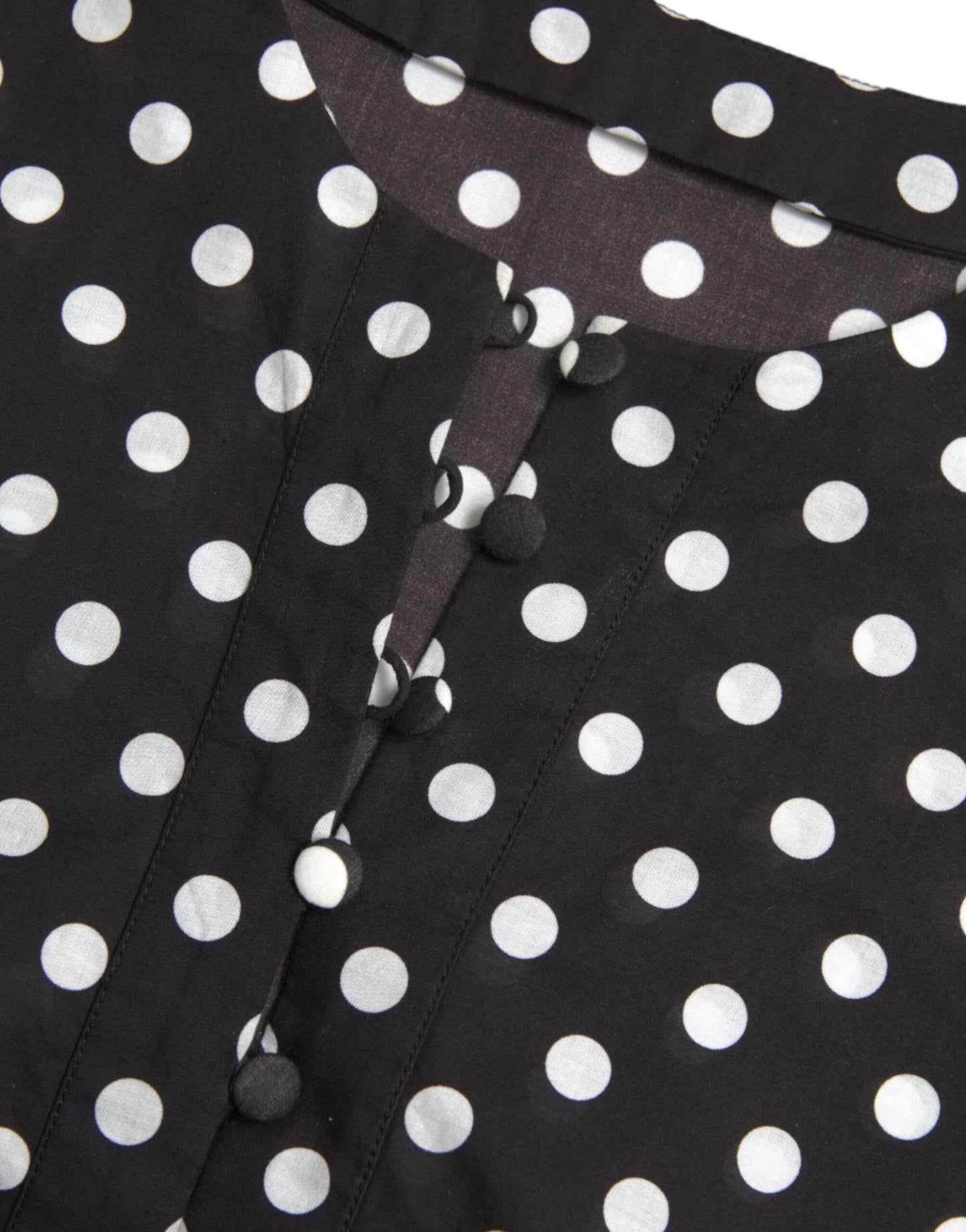 Mini-robe droite en nylon à pois noirs et blancs