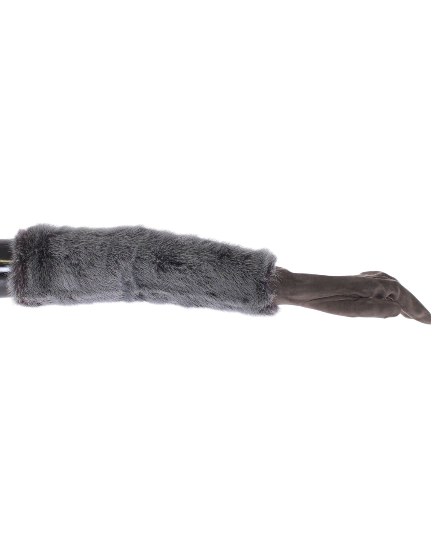 Gants en cuir suédé et fourrure de vison gris
