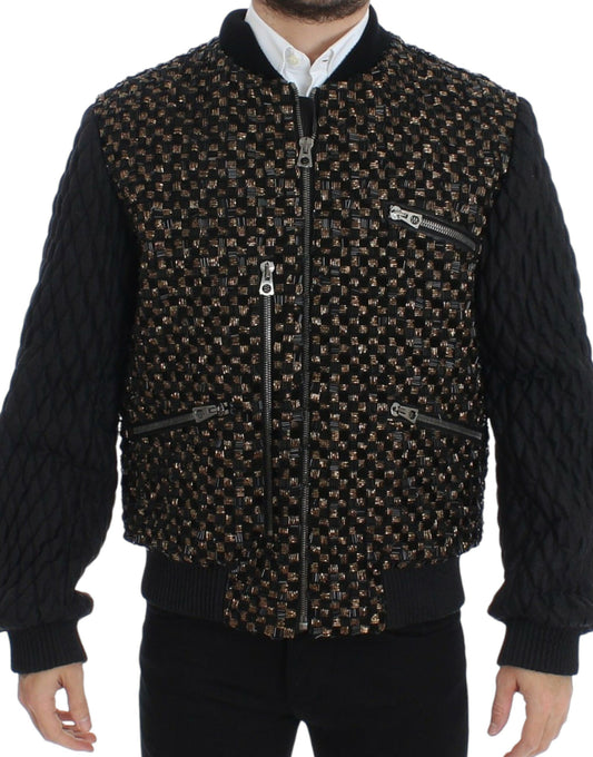 Veste en peau de chèvre noire à paillettes