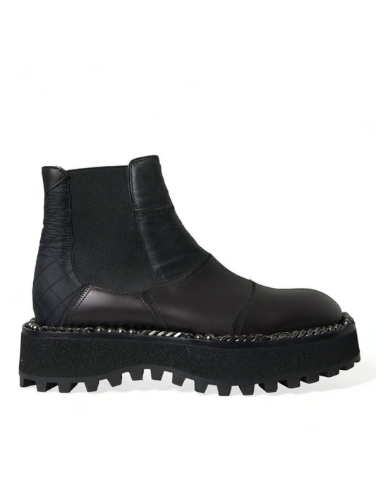 Botas Chelsea elásticas de cuero negro sin cordones