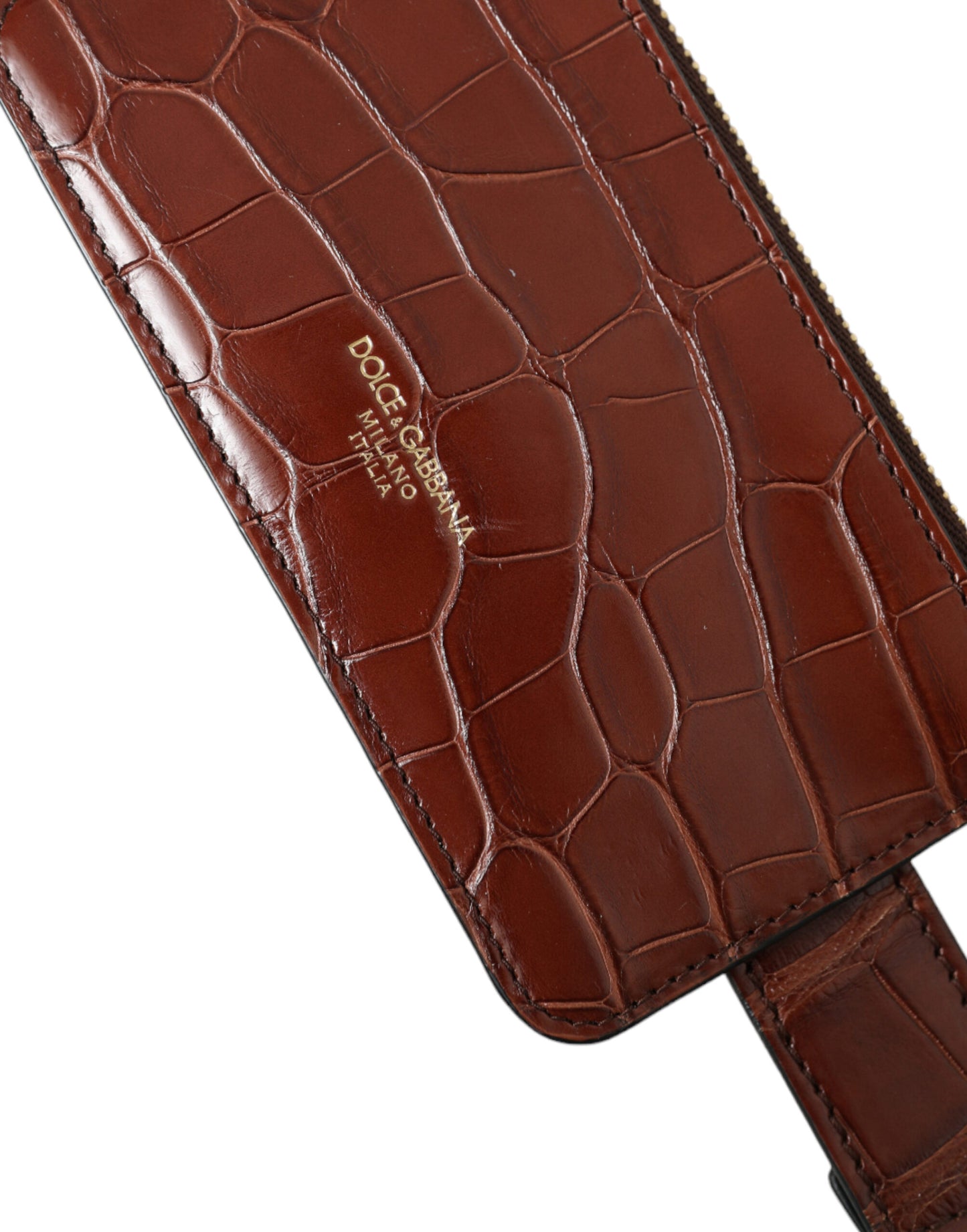 Estuche para AirPods de piel de cocodrilo marrón, monedero y billetera