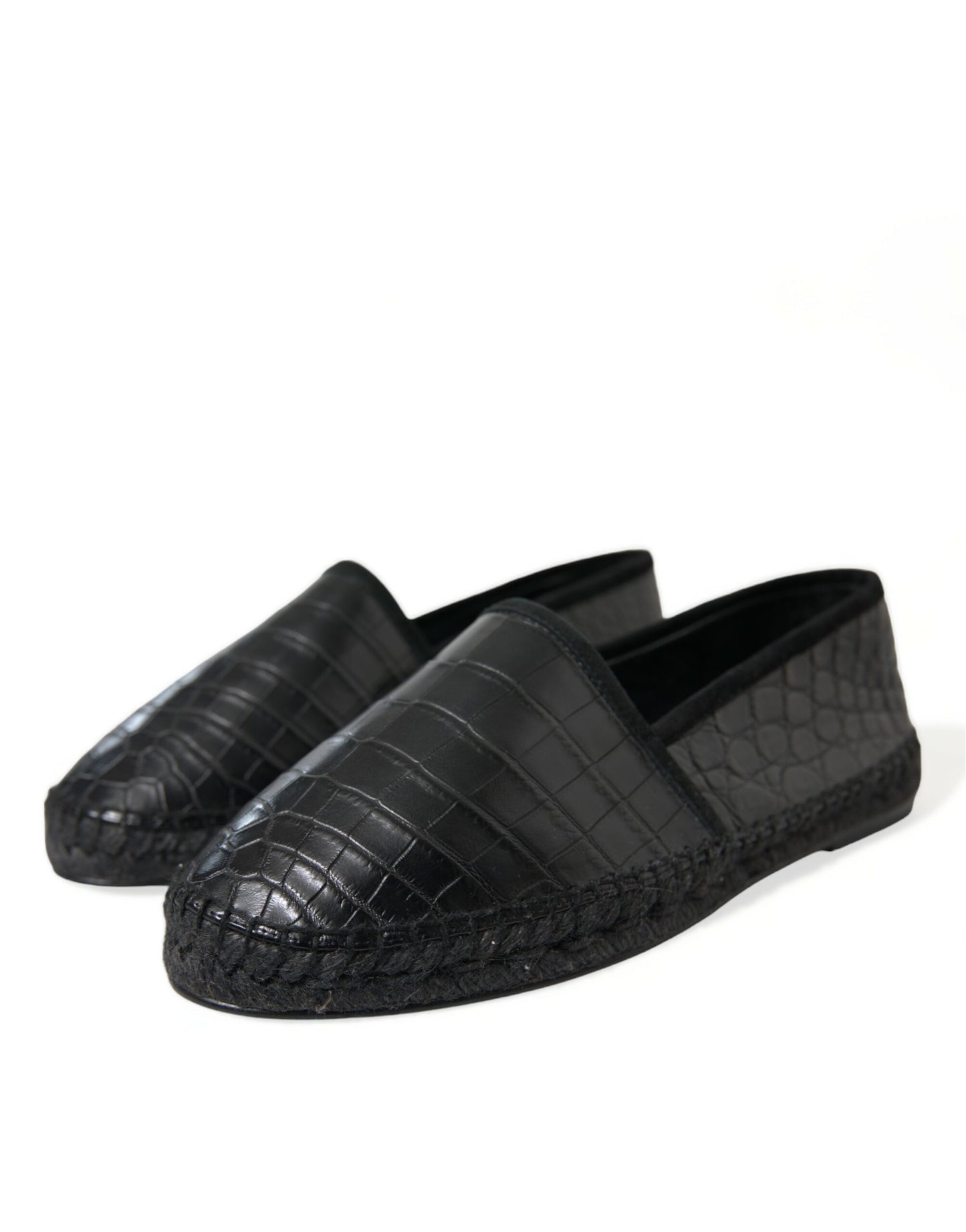 Espadrilles à enfiler en cuir exotique noir